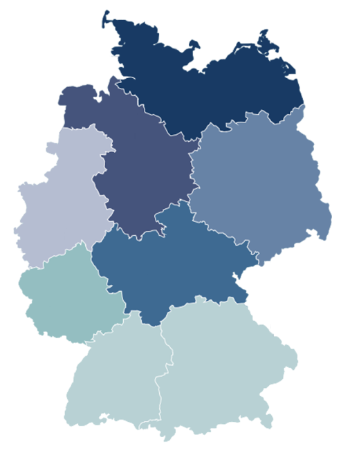 Deutschlandkarte Kompetenzzentrum mediserv Bank